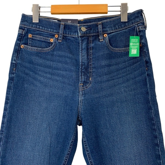 GAP Vintage Slim High Rise Jeans Womens 10/30 Blue Raw Hem Medium Wash New NWT - Picture 3 of 8